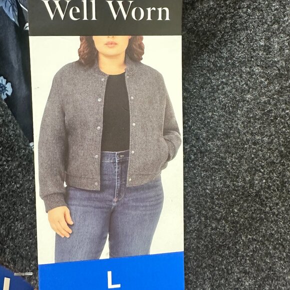 Well Worn Women's Bomber Style Jacket Coat Size L Charcoal Gray Contemporary NEW - Picture 12 of 15